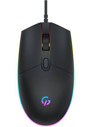 Мышь gamepro gm152, проводное подключение usb, оптика 800–1200 dpi, подсветка, черный корпус