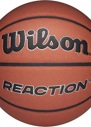 Баскетбольний м'яч wilson reaction композитна шкіра коричневий для гри на вулиці-в залі (wz2026701xb) 7