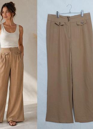 Брюки палаццо широкие штанины из смесового льна justfab