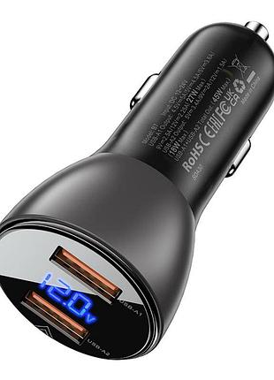Автомобільний зарядний пристрій acefast b7 metal 45w 2xusb with digital display black