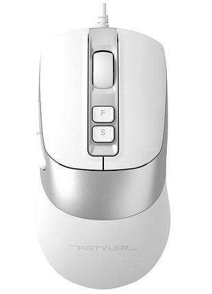 Миша a4tech fstyler fm50s plus white, провідна, 3200 dpi, usb, тихе натискання, подвійний клік