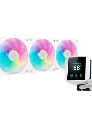 Система водяного охолодження deepcool mystique 360 з трьома вентиляторами 4-pin 360 мм lcd argb білий (r-lx360-whdsnmcp-g-1)