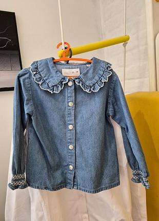 Джинсовая рубашка для девочки от бренда zara