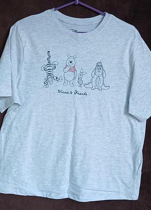 Футболка женская серая, disney winnie&friends,  l, eur 42-44