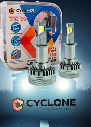 Светодиодные лампы cyclone led h3 12v-24v 70w type 48 5500k 18000l can bus радиатор с вентилят.