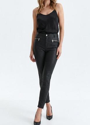 Черные вощеные брюки скинни с молниями f&f casual collection — размер uk 14