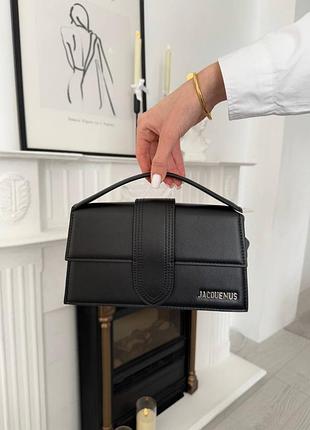 Jacquemus premium натуральная кожа черная прямоугольная сумочка бренд люкс