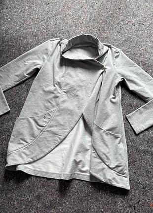 Брендовий сірий кардиган tchibo з асиметричним запахом розмір l xl