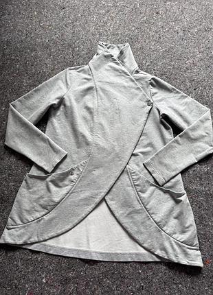 Жіночий брендовий сірий кардиган tchibo з асиметричним запахом розмір l xl