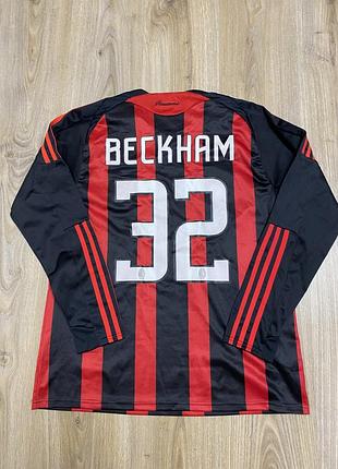 As milan #32 backham вінтожна футболка мілан адідас adidas італія розмір м чоловіча футбольна футболка з довгим рукавом