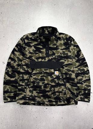 Carhartt wip camo fleece pullover jacket relaxed fit size l original  чоловіча флісова кофта куртка кархарт оригінал
