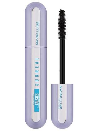 Туш для вій водостійка об'ємна чорна, туш водостійка подовжуюча maybelline