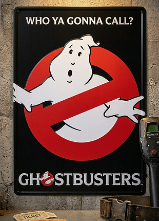 Металлическая табличка охотники за привидениями / ghostbusters 14х20см