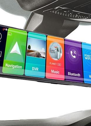 Дзеркало відеореєстратор 10" full hd 1080 gps 4g bluetooth wi-fi з камерою заднього виду smart