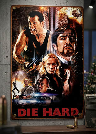 Металлическая табличка крепкий орешек / die hard брюс уиллис 14х20 см