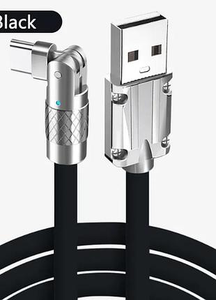 Usb-кабель із роз'ємом type-c 120 вт 6 а гнучкий обертовий довговічний