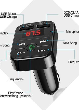 Модулятор fm, трансмиссер, автомобильный bluetooth-mp3-плеер с громкой связью,usb, зарядка якісний