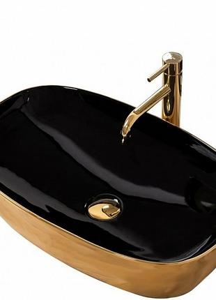 Умивальник rea rich 38,5x60,5 black/gold (rea-u9600)