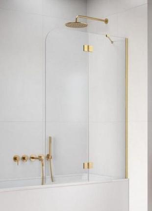 Штора для ванни radaway garda pnd ii 100х150 права, прозоре скло, brushed gold (10720100-99-01r)