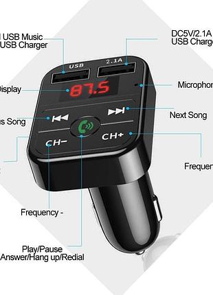 Модулятор fm, трансмісер, автомобільний bluetooth-mp3-плеєр із гучним зв'язком, usb, заряджання