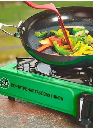 Портативна плитка газова туристична, п'єзопідпалювання, під газові балони бутан і пропан-бутан
