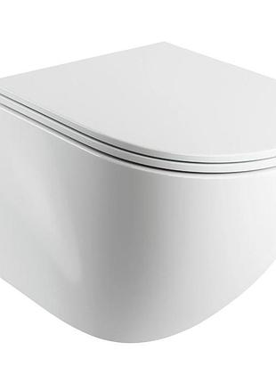 Унитаз omnires ottawa 54x37 rimless подвесной, без ободка, сиденья дюропласт, смыв торфрако, gloss white (ottawacspmwbp)