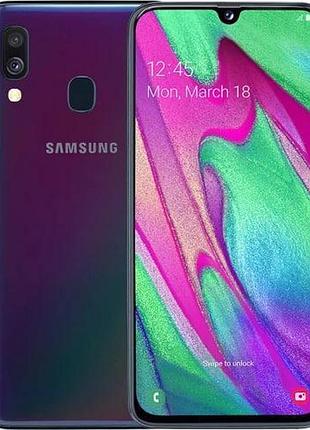 Samsung galaxy a40 (a405f) 2019 4/64gb black 2sim lte 5.9" 1080x2340 16 мп + 5 мп 4k uhd 3100 mah gg