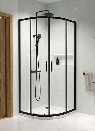 Збоку стінка radaway premium pro black pdd 90lx90rх200 скло прозоре (1013200-54-01)