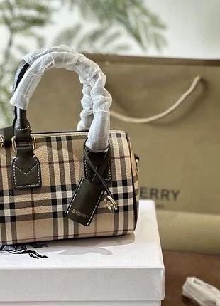 Burberry mini check bowling bag сумка жіноча бежева женская