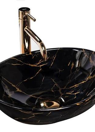 Умывальник rea sofia 41x34,5 black marble shiny (rea-u5611)
