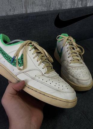 Кеды nike court vision low duns sb белые зеленый свуш кастом кроссовки 45