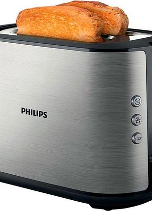 Компактний тостер philips viva collection з 8 налаштуваннями 950вт сталевий/чорний (hd2650/90)