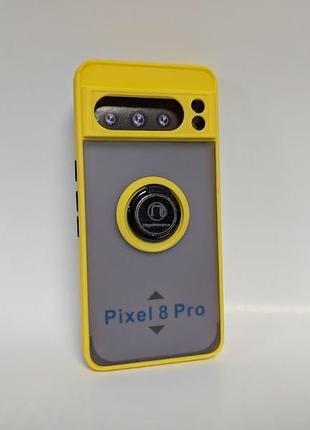 Чехол для google pixel 8 pro, goospery case, противоударный, матовый, защита камеры и кольцо-держатель, желтый