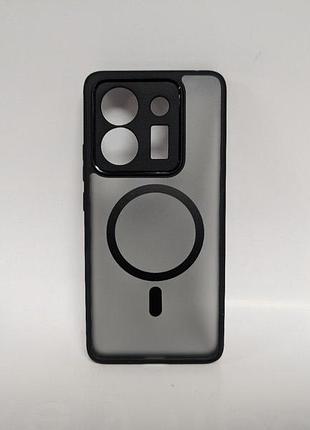 Чехол для xiaomi poco m7 pro 5g, bq magsafe, tpu, противоударный, полупрозрачный, черный