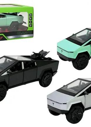 Машина ap7726 автопром tesla pickups 1:24 металлическая, батарейка, свет, звук, открывающаяся дверь