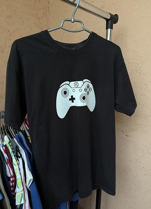 Футболка чоловіча gaming xbox controller oversize чорна принт