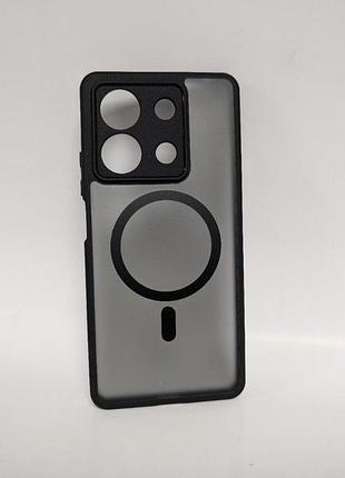Чехол для xiaomi redmi note 13 5g, bq magsafe, tpu, противоударный, полупрозрачный, черный