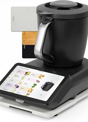 Раздвижная доска puersi tm7 для thermomix, 2-го поколения, с колесами, бамбуковое стекло easy slide, белоснежный цвет