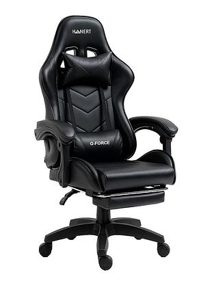 Крісло геймерське з підставкою для ніг hanert g-force black