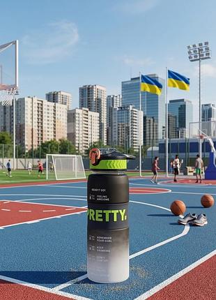 Пляшка-поїлка pretty 800 мл з мірною шкалою пластикова – спортивна пляшка для води black