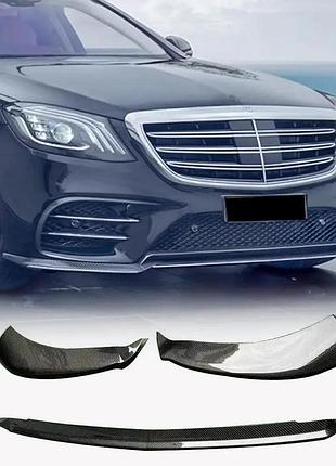 Накладка на передній бампер lip (для amg-line 2018-2022, карбон) для mercedes s-сlass w222 рр