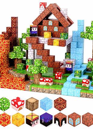 Магнітний конструктор minecraft будинок виживання з лавовим біомом 100 деталей для дітей від 3 років поринь у світ майнкрафту