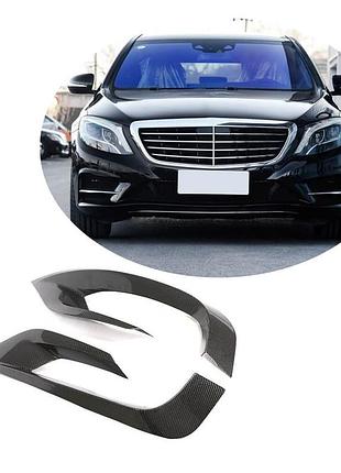Накладки на передній бампер (для amg-line 2014-2017, карбон) для mercedes s-сlass w222 рр