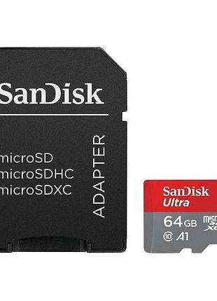 Карта памяти microsdxc sandisk ultra 64gb class 10 a1 sdsquab-064g-gn6ma