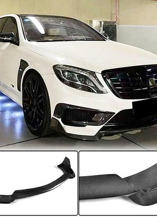 Накладка на передній бампер lip (для s63 amg 2014-2017, карбон) для mercedes s-сlass w222 рр
