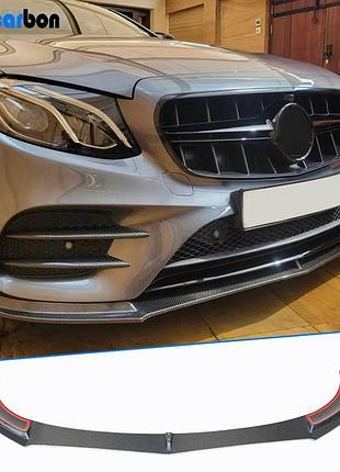 Передний бампер лип v1 для amg-line / e43 amg 2016-2019, карбон для mercedes e-сlass w213