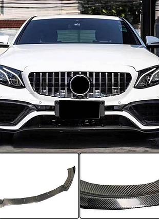 Накладка на передній бампер lip v1 (для e63 amg 2016-2019, карбон) для mercedes e-сlass w213 рр