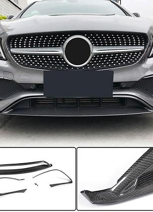 Накладка на передній бампер lip (для amg-line sd 2017-2019, карбон) для mercedes cla c117 рр