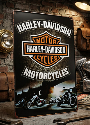 Металлическая винтажная табличка harley-davidson мотоциклы 14х20 см