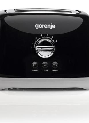 Тостер gorenje t900rlbk 900 вт черный с пластиково-металлическим корпусом, автоматическим подъемом тостов и 7 уровнями поджарки